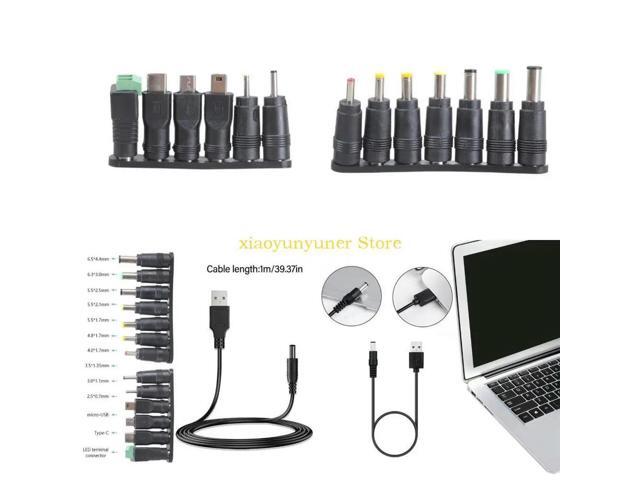 5V USB to DC5521 Power Cord with 13 Swappable Connectors for Versatiled Charging of Phones Tablets and Other Electronics