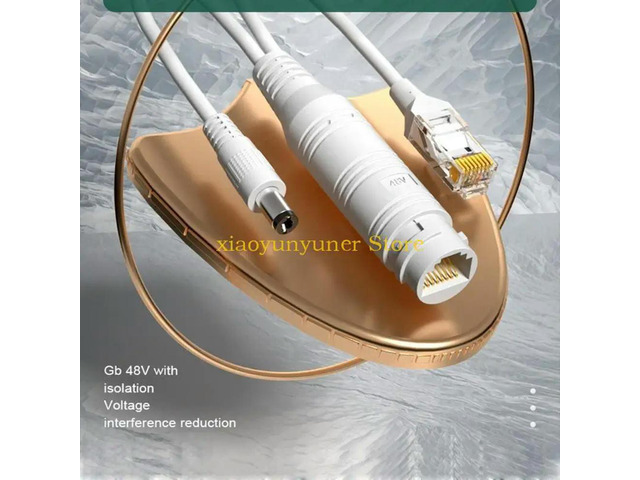 48V Standard Waterproof POE Splitter Cable Separator with 5.5x2.1mm Connector