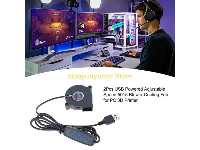 50x50x15mm USB Blowered Fan 5V 5015 Brushless Cooling Fan Variable Speed Control