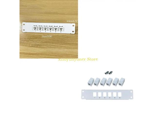 6 Port CAT6 RJ45 Through Coupler Patch Panel with Back Bar Wallmount or Rackmount for CAT6 UTP STP Cabling
