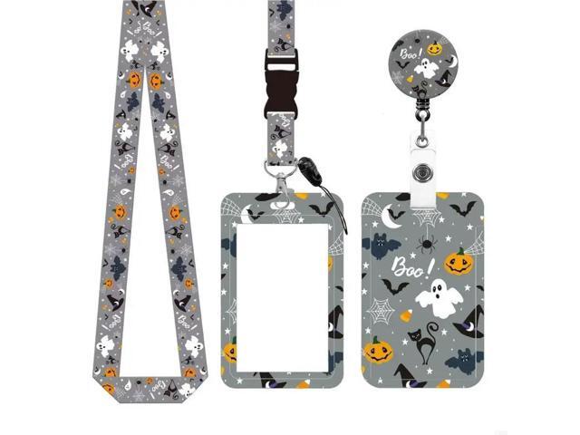 Halloween Retractable Badge Holder Pumpkins Lanyard Card Holder Neck Strap