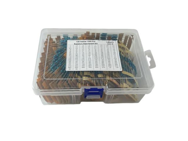 1/2W 130 types of 5 color ring l film resistor combination kit, 10 pieces of each type, a total of 1300 pieces, accuracy 1%.