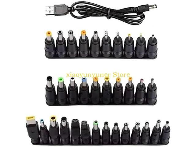 1 Set with 34pcs Plugs USB to DC 5521 Power Adapter And Cable All Female Base 5.5x2.1mm for Laptops Charging BarrelJacks