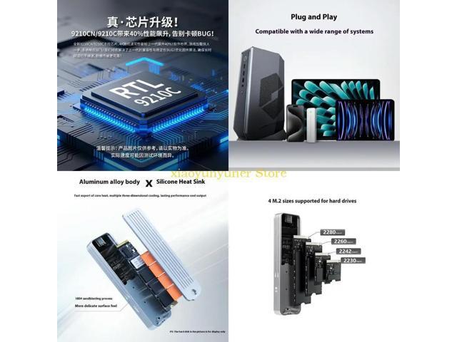 USB 3.1 M.2 Disk Enclosure 10Gbps Rapid Data Transfer Shockproof Aluminum Shell