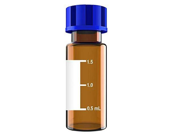 100 PCS Autosampler Vials 9-425 Amber Vials With Write-On Spot And Graduations,Screw Cap Amber