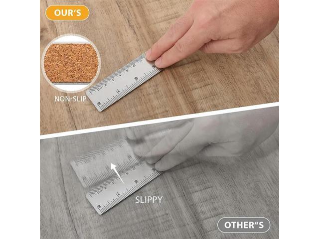 5Pcs Cork Backed Ruler Stainless Steel Ruler, 6/8/12/14/16 Inch l Ruler,Straight Edge Ruler Non-Slip l Rulers