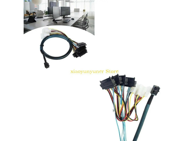 MiniSAS SFF 8643 to Multiple 29Pin SFF 8482 Connectors Cable with Big 4P Power for Servers
