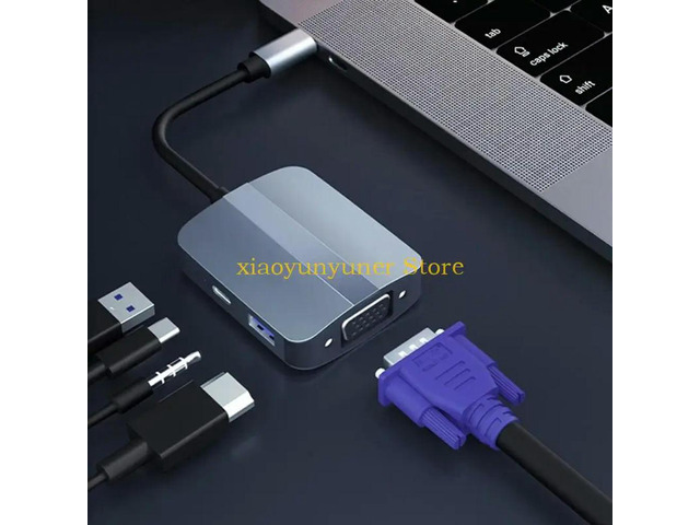 Professional USB C Dock 5 Port Expansion 3.5mm VGA HDTV USB3.0 Docking Station for PC Laptop Accessories