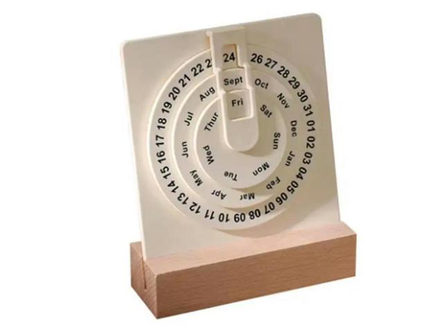 Desk Calendar Small Rotating Desk Circular Calendar With Wooden Base Month WeDay Display Wheel Calendar