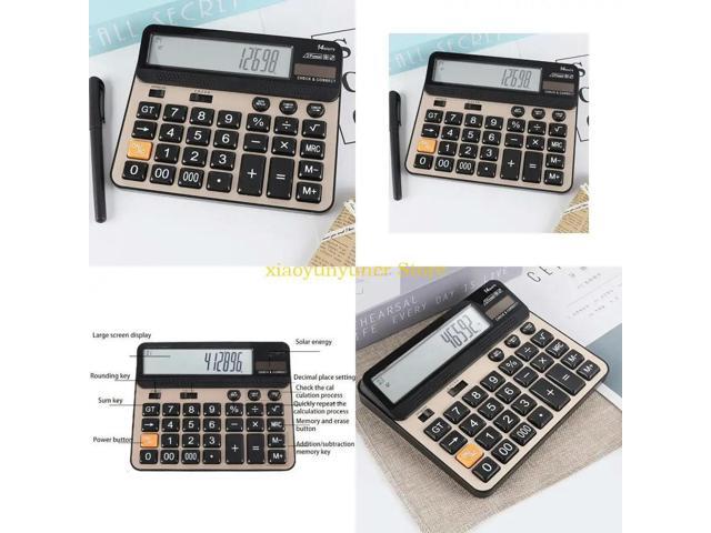 14 Digits Standard Electronic Calculators Solar Calculator with Large LCD Display for Office Home School Use