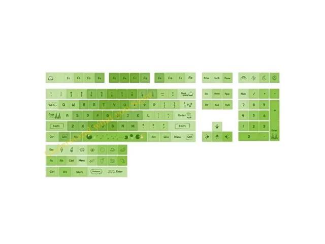 Green PBT XDA Keycap Dye-Sublimation Keycap for 61 68 84 96 108 980 Keyboards