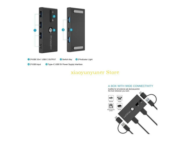 Type C And USB Switcher For Double Computer Device Sharing USB A Type C