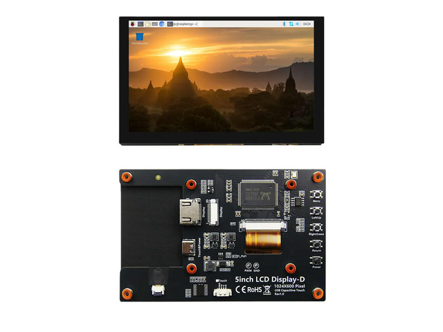 5-inch HDMI display capacitive touch screen monitor with Raspberry Pi 5/4B, high-definition IPS, suitable for Raspberry Pi