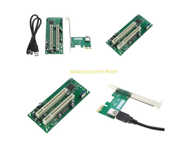 PCI-Express to Dual PCI Risers Card High Efficiency PCIE x1 to x16 Adapter Converter USB3.0 Cable for PC Accessories