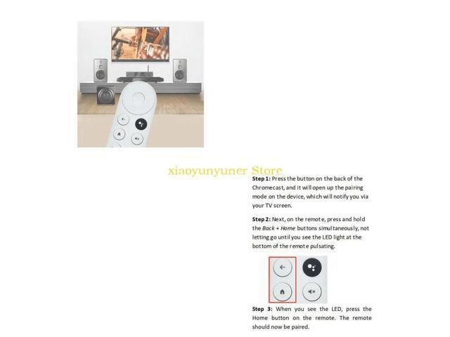 BT Voice Remote Control For 2020 GoogleChromecast 4K Snow G9N9N Replacement