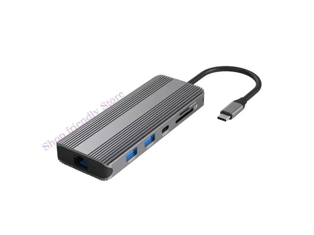 594A TypeC HUB Docking Station USB 2xHDMI-compatible 4K120hz PD100W Rj45 1000M 3.5Aux
