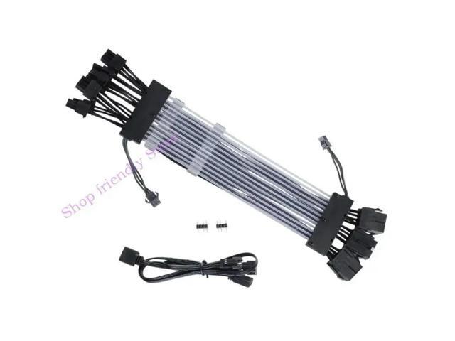 594A 24Pin ARGB Cable ARGB Power Sleeved Cable 24Pin/3x8Pin ARGB Power Extension Cable