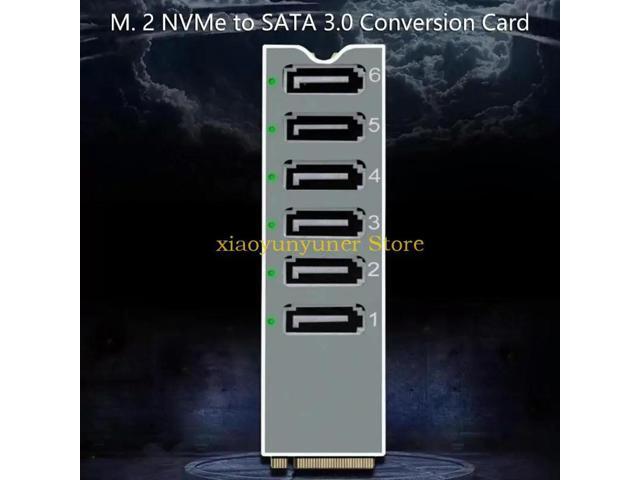 M.2 NVMe To 6Port SATA3.0 Converter Card Plugs And Play Aluminum Heat Sink Cooling