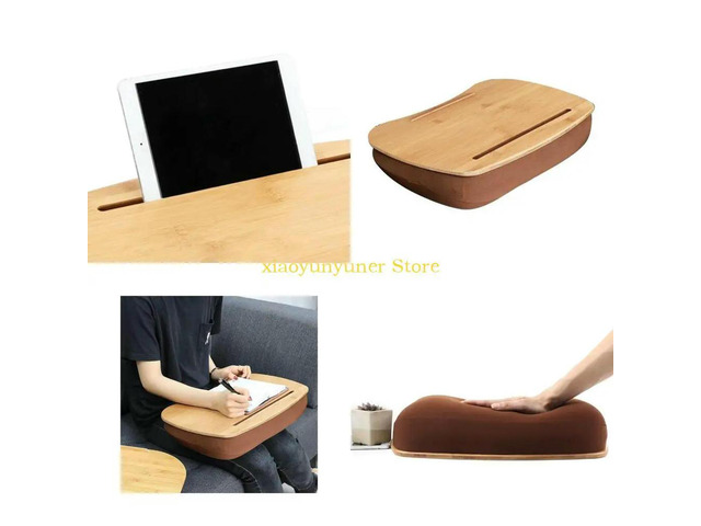 Lap Desk with Phone Holder and Device Ledge Pillow Cushion Healthy Particle Fillings Fits up to 15.6 Inch Laptops