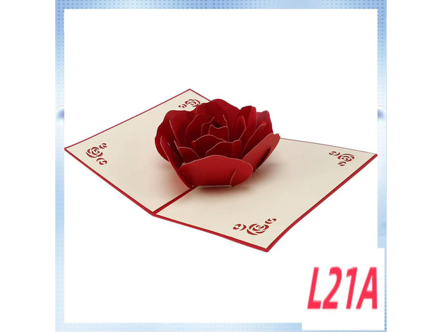 3D Up Rose Thank You Greeting Postcards Flower Handmade Blank Vintage Paper Happy Birthday Love Gift Card