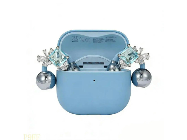 Stylish Ear Clip for Freeclip Headphones Blue Square Stone Butterfly Design