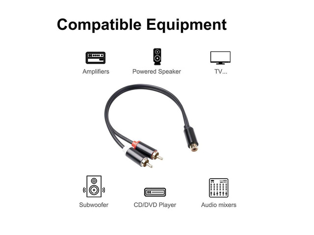 RCA Cable 2 RCA Male To 1 RCA Female Adapter Audio Cable Aux Cable For Edifer Home Theater DVD VCD Headphones