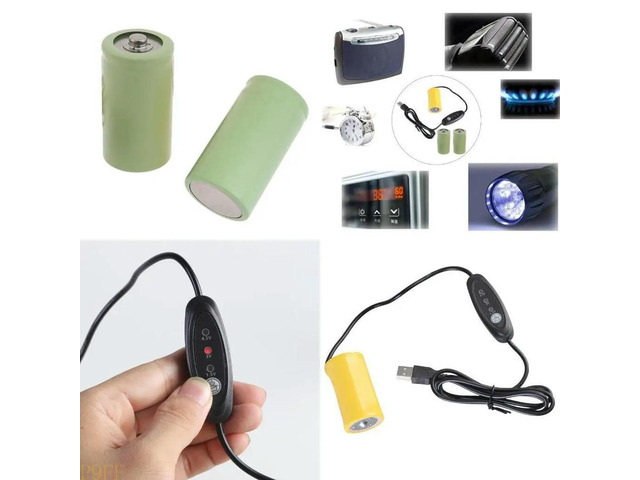 LR20 D Size Fake Elimination USB 5V2A Power Supply Adapter Cable Cord to Replace 1 to 3pcs 1.5V D Batteries