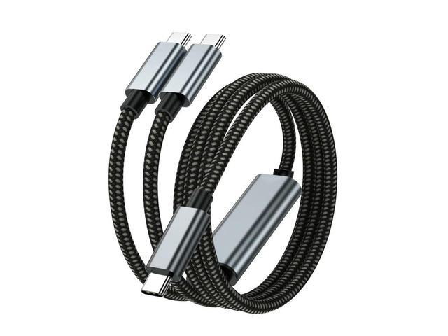 USB C to Double Type C Cable, 100W Fast Charge, Nylon Braided, Charging Cord for Multiple Devices, Data Transfer Support, 2 in 1