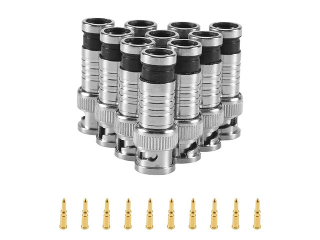 10 Pcs BNC Compression Connector For Coax RG59 Cable CCTV Cameras