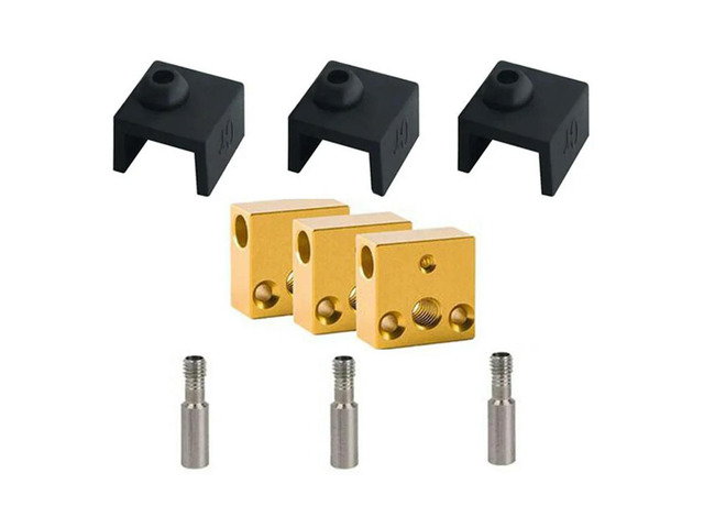 3 Set Heater Block With Stainless Steel Throat Silicone Case For Creality Ender 3, Ender 3 Pro CR-10/10S 3D Printers