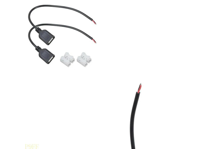 20cm DIY 5V Charging Cord USB Female to 2Pin Bare Cable Spring Connectors 2Pcs