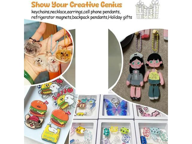 150PCS Shrinky Plastic Sheets Kit, Shrink Paper Keychain Kit For Kids Marking, DIY Ornaments Or Craft