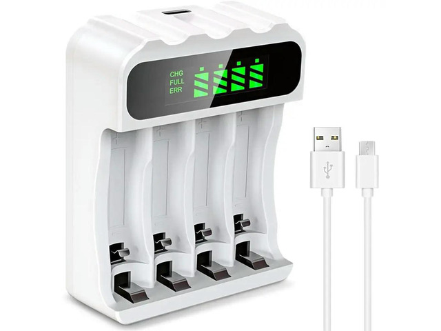 AA/AAA Fast,, 4 Slots, LED Screen Displays Level, 1.2V Nimh