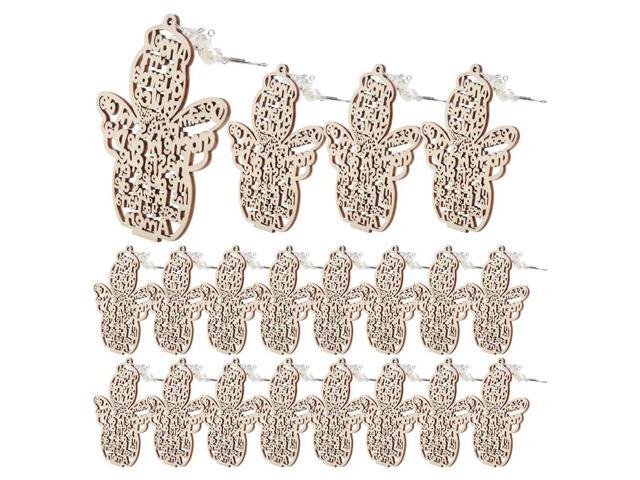 20Pcs Baptism Angel Key Ring Baptism Wood Keychain Baptism Favor Baptismal Souvenirs Communion Favors For Boy Or Girl