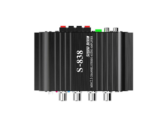 Auto-Partner S-838 2.1CH Audio Power Amplifier, RMS 30WX2+40WX1 Class D Stereo Digital Audio Amp With Subwoofer Output