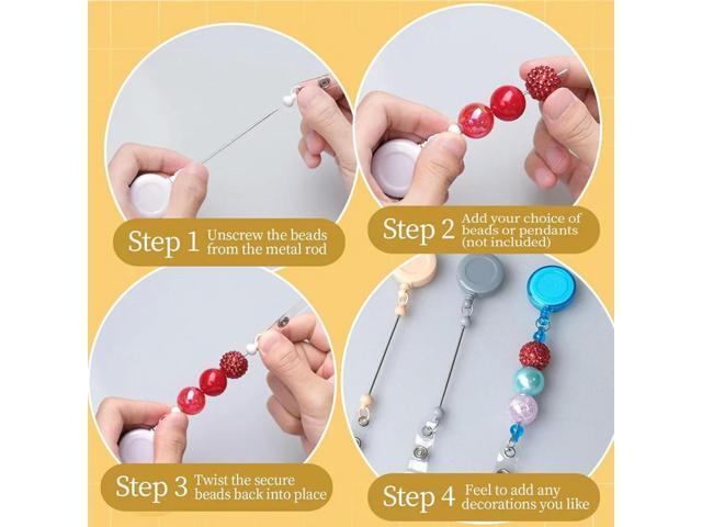 30Pcs Beadable DIY Badge Holder Set Heavy Duty Retractable Keychain Badge Reel Clips ID Name Badge Clip For Office Worke