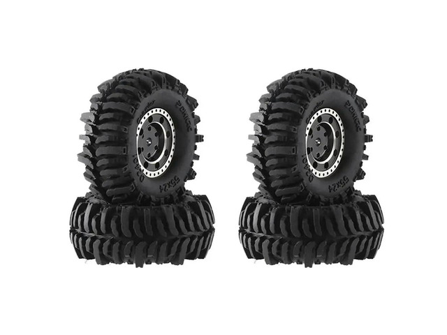 4Pcs 55X22mm 1.0 Brass Wheel Rim Rubber Tire For 1/18 1/24 RC Crawler Car Axial SCX24 AX24 TRX4M FMS FCX24 Upgrade Parts