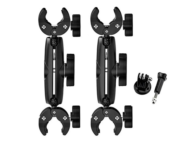 Motorcycle Bike Action Camera Mount Kit For X4 Gopro Double Head Powerful Clamp Handlebar Bracket