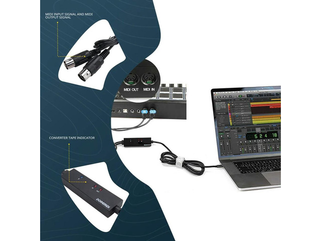 MTU-10 MIDI to USB Cable USB MIDI Converter with Indicator Light Proceesing