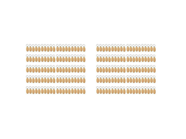 200Pcs Blank Oval Ellipse Wooden Key Chain DIY Promotion Keychain Pendant Keyring Tags Promotional Gifts