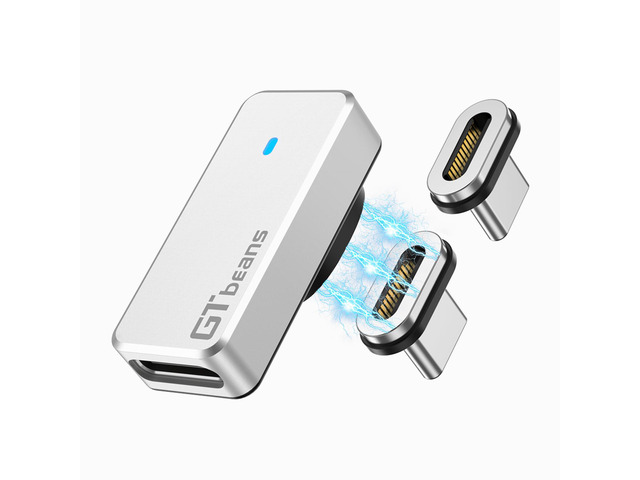 USB C Magnetic Adapter 24Pin with 2 Tips, 40Gbps PD 240W Type C Connector Right Angle, USB 4.0 Data Transfer & 8K 60Hz Video Output for Steam...