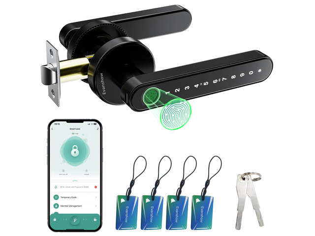 Smart Door Lock with Knob, Keyless Entry Door Locks with Handle, Fingerprint Door Knob for Bedroom/Front Door/Apartment,Generate Passcode Remotely...