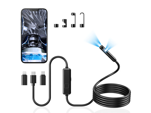 Endoscope Camera with Light, Dual-Lens 1920P HD Borescope with 8 Adjustable LED Lights, IP67 Waterproof Boroscope Inspection Tools, 9.8ft...
