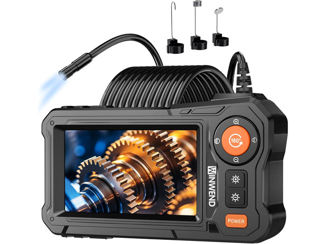 Endoscope Camera with Light for Mechanic Automotive HVAC Wall Inspection 8 Adjustable LED,4.3' HD IP67 Waterproof Snake Borescope,16.5ft Cord for...