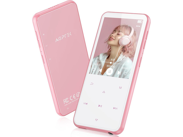64GB MP3 Player with Bluetooth, M3 2.4'' Player with Speaker with FM Radio, Touch Buttons, Supports Up to 128GB(Pink)