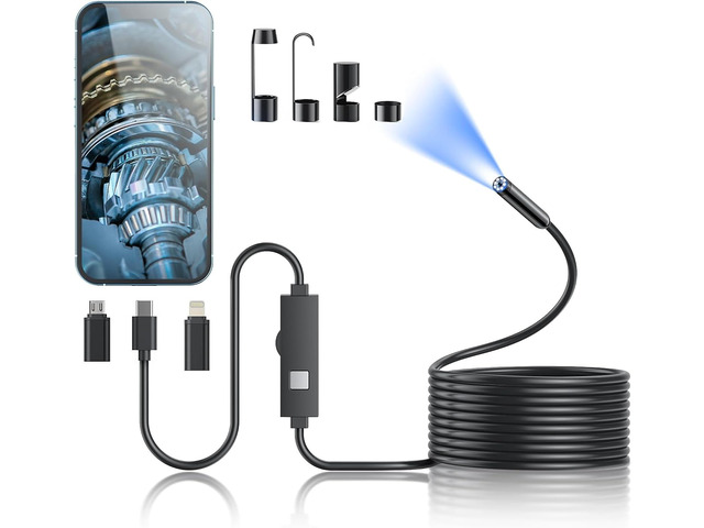 Endoscope Camera with Light,1920P HD Borescope Tools with 8 Adjustable LED Lights, Endoscope with Semi-Rigid Snake Camera, Inspection Borescope for...