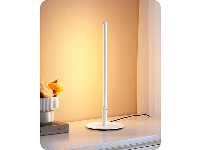 LED Table Lamp, Minimalist Desk Lamps for Home Office, White Dimmable, 3 Color Temperature, Power Cord Touch Switch, Metal Finish, Ideal for...