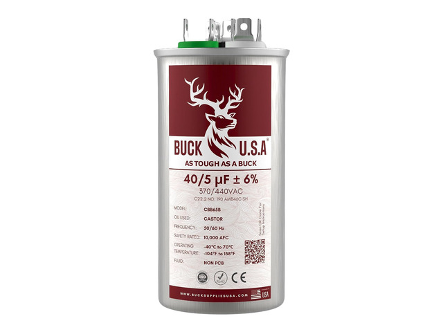 40+5uF 40/5 MFD ±6% CBB65B Dual Run Round Start Capacitor - Ideal for HVAC Systems, Air Conditioner Unit Fan Motor Start, Heat Pump, & Condenser...