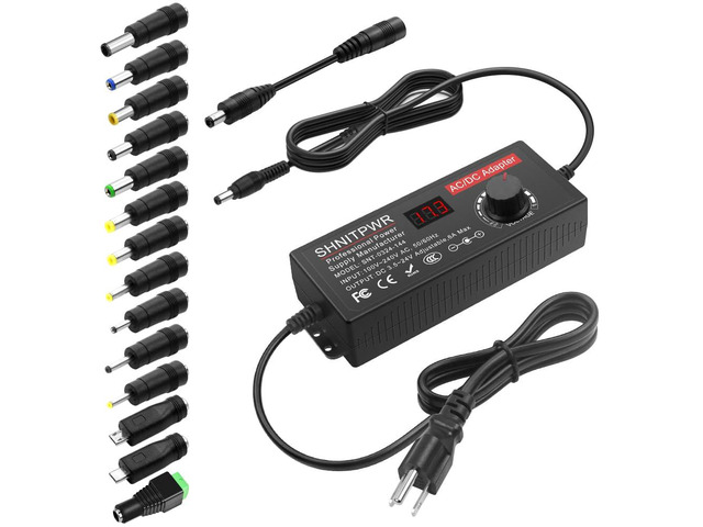 Universal Power Supply DC 24V 12V 5V 6V 9V 14V 19V Adjustable AC/DC Adapter 100V~240V AC to DC Variable Power Converter Multi-Voltage 4V ~ 24V 6A...