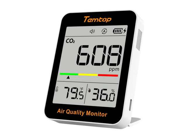 CO2 Monitor Indoor air Quality Monitor Portable CO2 Meter, CO2, Temperature, Humidity Home, Office or School